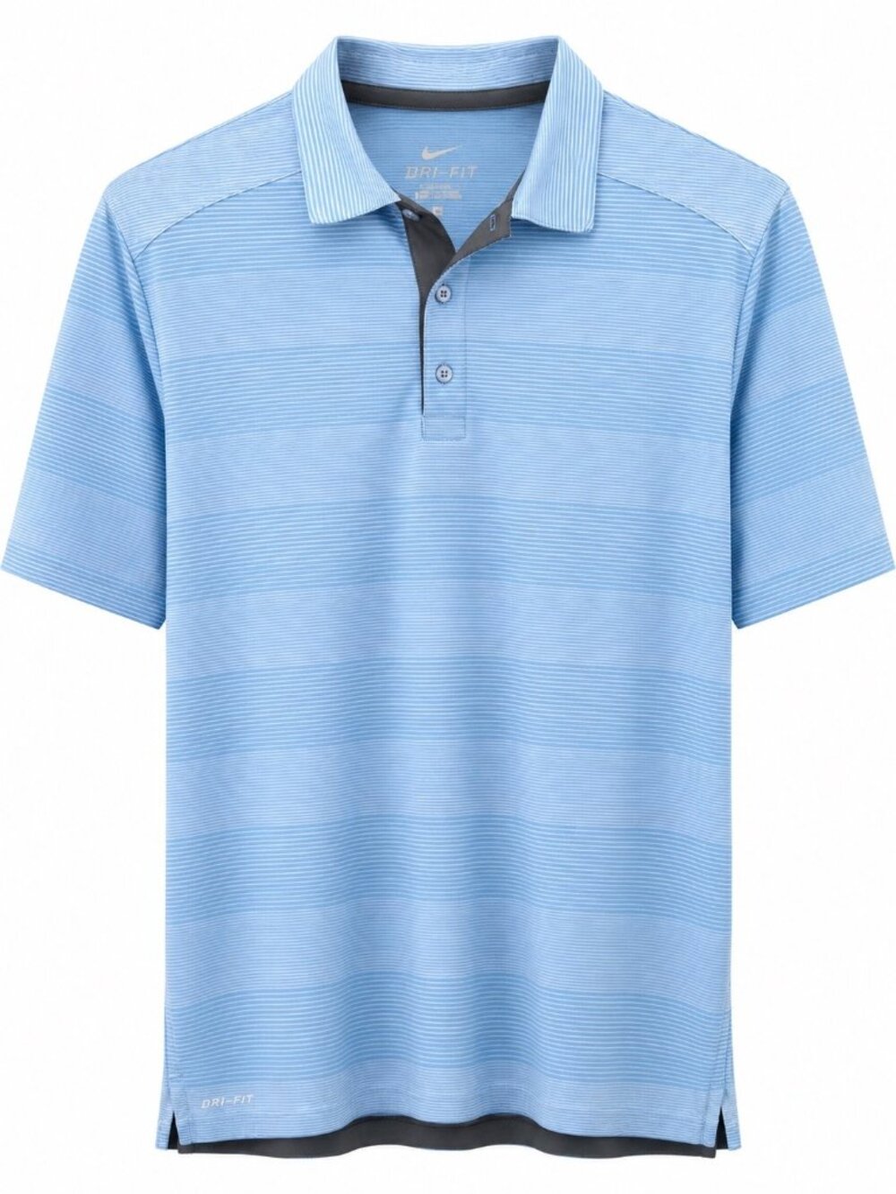 Nike Mens Dri-Fit Polo Shirt XL Blue Striped Short Sleeve Lightweight